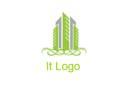 skyline on ornament vector