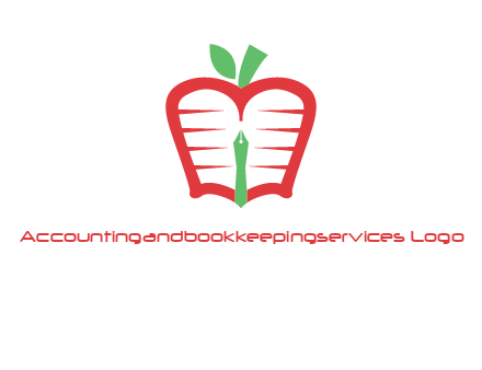 book in apple shape and pen