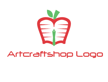 book in apple shape and pen