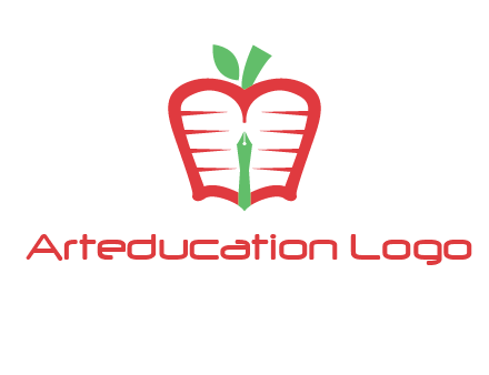 book in apple shape and pen