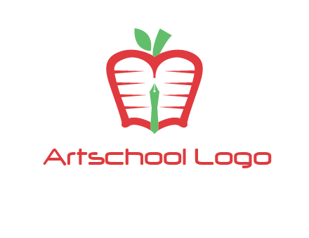 book in apple shape and pen