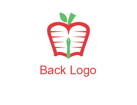 book in apple shape and pen