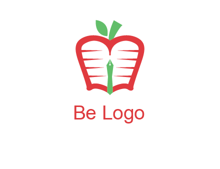 book in apple shape and pen