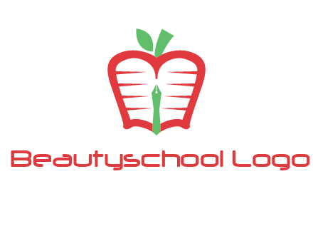 book in apple shape and pen