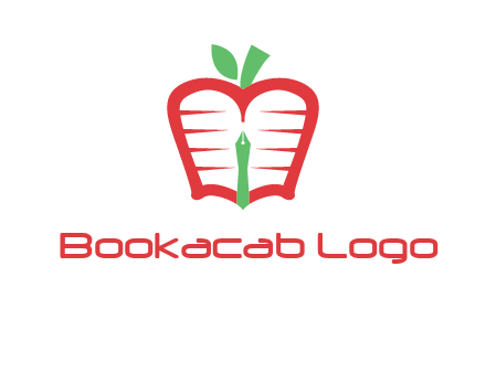 book in apple shape and pen