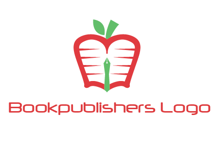 book in apple shape and pen