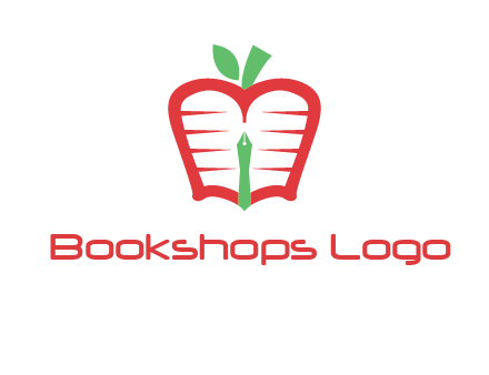 book in apple shape and pen