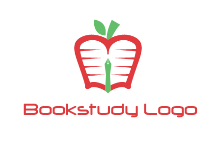 book in apple shape and pen