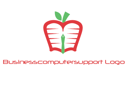book in apple shape and pen