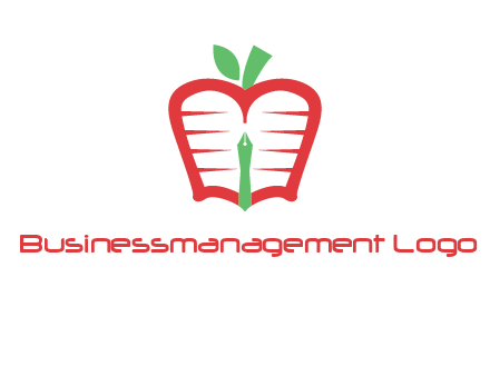 book in apple shape and pen