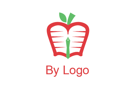 book in apple shape and pen