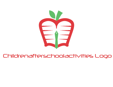 book in apple shape and pen