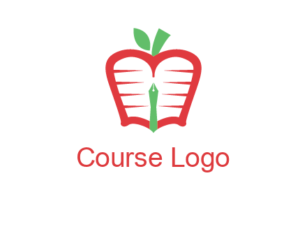 book in apple shape and pen