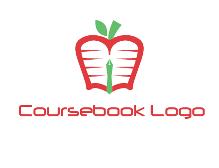 book in apple shape and pen