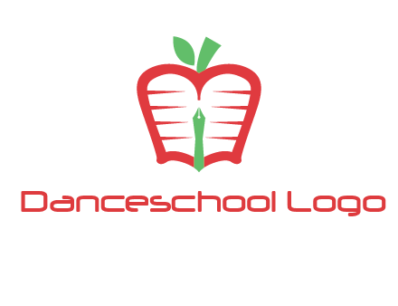 book in apple shape and pen
