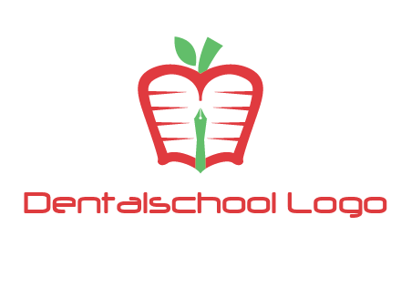 book in apple shape and pen