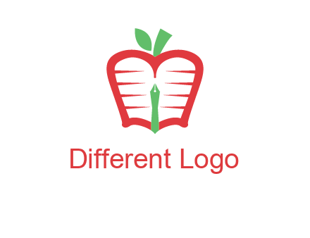 book in apple shape and pen