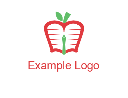 book in apple shape and pen