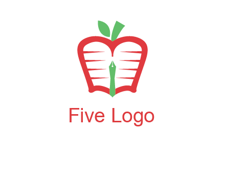 book in apple shape and pen