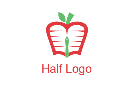 book in apple shape and pen