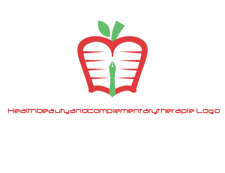 book in apple shape and pen