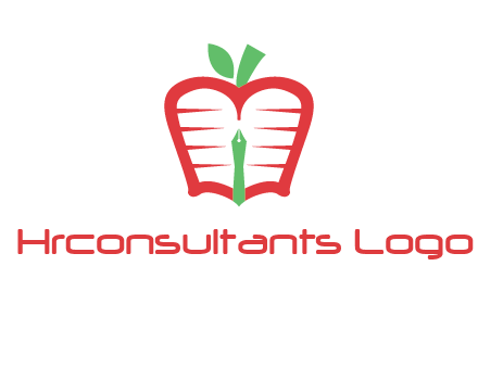 book in apple shape and pen