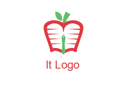 book in apple shape and pen