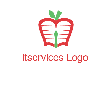 book in apple shape and pen