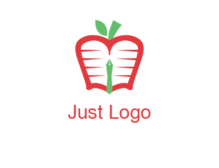 book in apple shape and pen