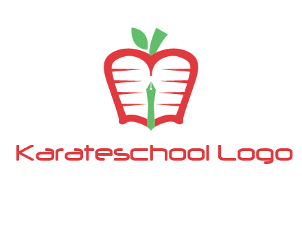 book in apple shape and pen