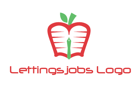 book in apple shape and pen