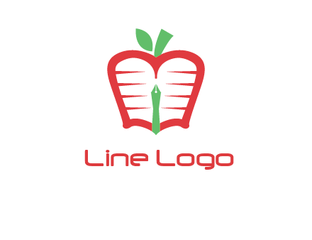 book in apple shape and pen