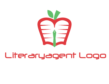 book in apple shape and pen