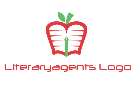 book in apple shape and pen