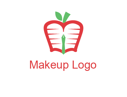 book in apple shape and pen