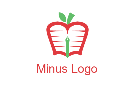 book in apple shape and pen