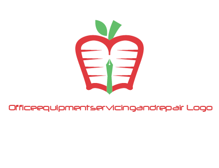 book in apple shape and pen