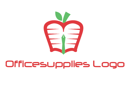 book in apple shape and pen