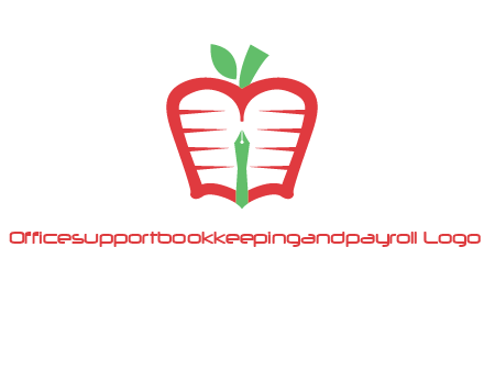 book in apple shape and pen