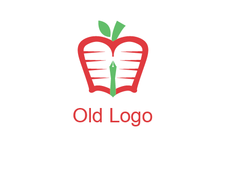 book in apple shape and pen