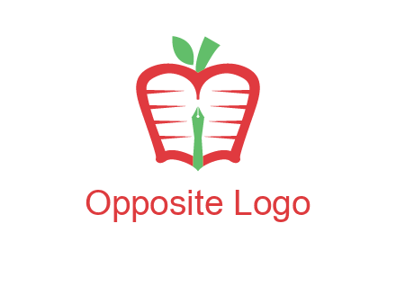 book in apple shape and pen