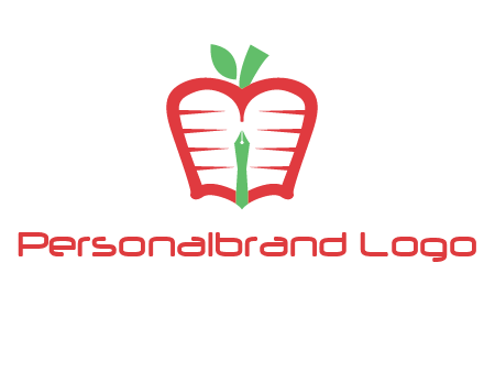 book in apple shape and pen