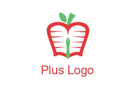 book in apple shape and pen