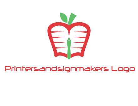 book in apple shape and pen