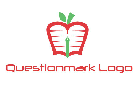 book in apple shape and pen