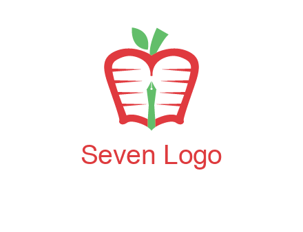 book in apple shape and pen