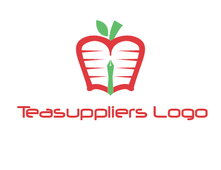 book in apple shape and pen