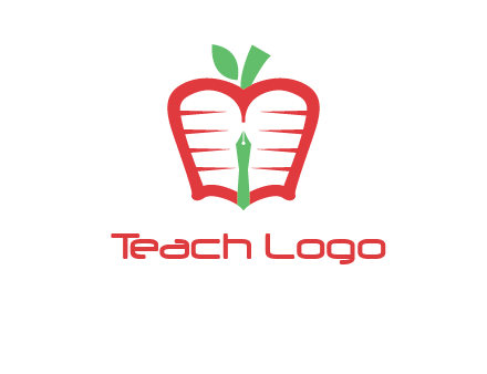 book in apple shape and pen
