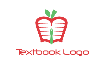 book in apple shape and pen