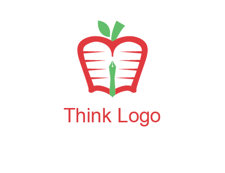 book in apple shape and pen